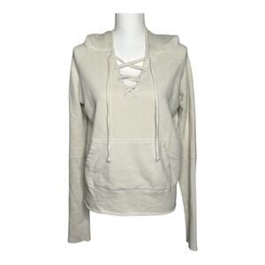 Nili Lotan Fletcher Lace Up Hoodie in Eggshell Size XS